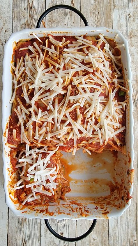 Made with hearts of palm lasagna noodles. We obviously couldn't wait to eat it! Palm Heart Noodles, Hearts Of Palm Lasagna, Noodles Homemade, Plant Based Meat, Dairy Free Lasagna, Spaghetti Lasagna, Heart Of Palm, Lasagna Rollups, Lasagna Noodles