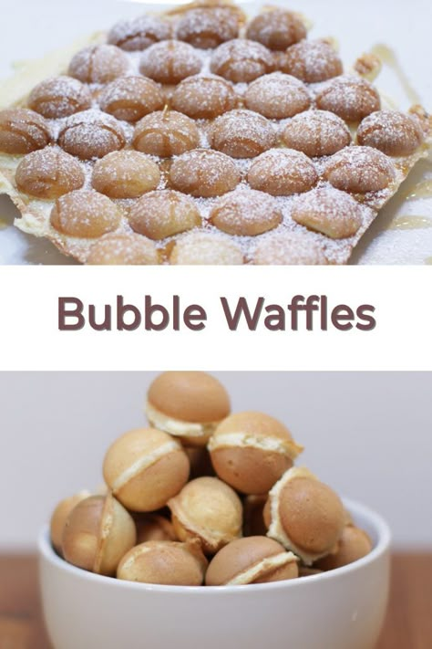 Fruit Whipped Cream, Egg Waffles, Bubble Waffles, Ice Cream Fruit, Egg Puff, Waffle Iron Recipes, Perfect Baked Potato, Egg Waffle, Bubble Waffle