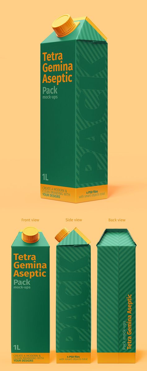 Tetra Gemina Pack Mock-ups on Behance Tetra Pack, Clean Branding, Graphic Design Product, Mock Ups, Autodesk 3ds Max, Hand Embroidery Designs, Design Product, Package Design, Design Branding