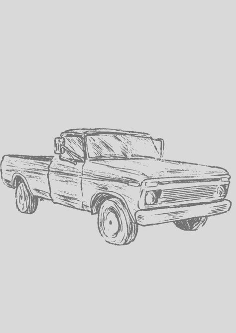 Old Chevy Trucks Drawing, Vintage Truck Drawing, Vintage Truck Tattoo, Vehicle Drawing Easy, Old Truck Drawings, Chevy Truck Tattoo, Pickup Truck Drawing, Old Car Drawing, Drawing Truck