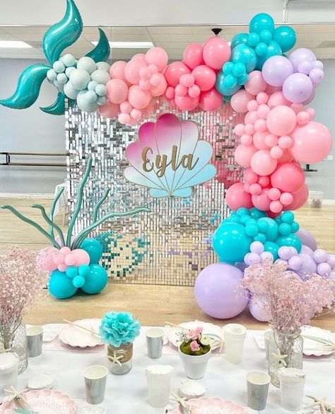 Karol G Birthday Theme Ideas, Mermaid Balloon Backdrop, Birthday Theme Decoration, Mermaid Birthday Decorations, Mermaid Balloons, Mermaid Birthday Party Decorations, Mermaid Theme Birthday Party, Bridal Shower Balloons, Ariel Birthday