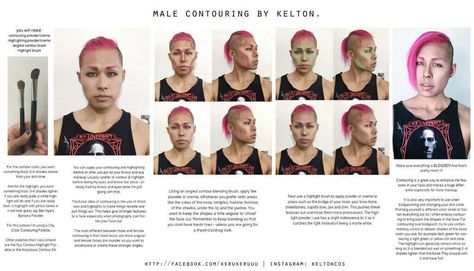 Male contouring tutorial | Cosplay Amino Male Contouring, Masculine Makeup, Contouring Tutorial, How To Contour Your Face, Contour Tutorial, How To Contour, Male Makeup, Cosplay Makeup, Costume Makeup