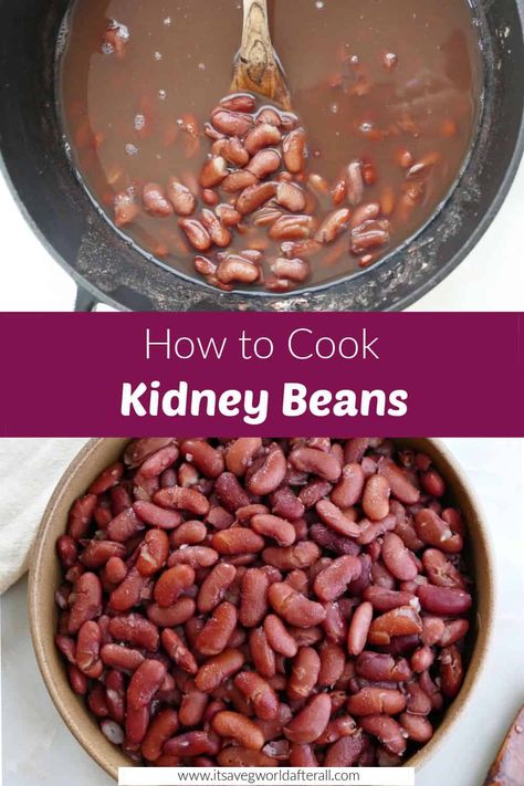 This tutorial includes everything you need to know about how to cook dry kidney beans on the stove! Check out the post for tips on cooking time, soaking, and freezing red beans. Cooking Kidney Beans, Red Beans Recipe, Recipes With Kidney Beans, Beans In Crockpot, Slow Cooker Black Beans, Cooking Dried Beans, Baked Bean Recipes, Dry Beans, How To Cook Beans