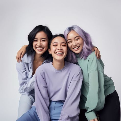 Three People Hugging, Asian Family, Studio Family Portraits, Women Laughing, Family Women, About Family, Royalty Free Photos, Free Image, Family Portraits