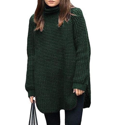 How cute is this oversize sweater? Perfect for fall - Its long enough to wear as dress. #fallwear #sweater Long Sweaters For Women, Women Turtleneck, Turtleneck Tunic, Oversized Tops, Sweater Dress Oversized, Turtleneck Pullover, Woven Sweater, Long Sweater Dress, Fitted Turtleneck