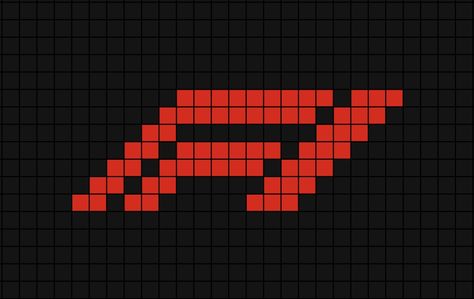 A small pixel art template of the 2017 F.1 logo (red on dark grey). Ferrari Crochet Pattern, Formula 1 Crochet Pattern, Formula 1 Alpha Pattern, Formula 1 Perler Beads, F1 Perler Beads, F1 Crochet Ideas, Crochet Formula 1, Ferrari Crochet, Small Tapestry Crochet