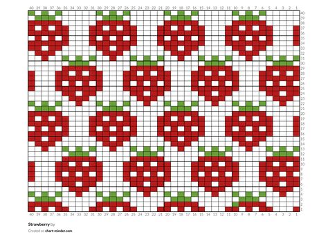 Copy of Copy of Copy of Copy of Copy of Strawberry by kayla | Chart Minder Strawberry Knitting Pattern, Strawberry Knitting Chart, Strawberry Alpha Pattern, Graphic Crochet, Strawberry Color, Colorwork Chart, Crochet Graph, Crochet Strawberry, Printable Chart