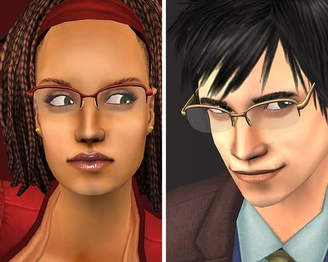 Sims 2 Glasses Cc, Sims 3 Glasses, Sims 2 Glasses, 3t2 Conversion, Sims 2 Makeup, Small Round Glasses, Half Frame Glasses, Sims Gameplay, Half Rim Glasses