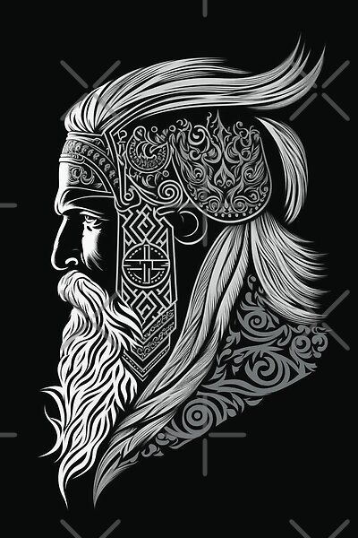 Thor Head Ornament, Nordic design for Norse Mythology lovers. Ancient Viking Symbols, Viking Ornament, Viking Warrior Tattoos, Owl Tattoo Drawings, Viking Images, Arte Viking, Viking Tattoo Symbol, Art Viking, Vikings Tattoo