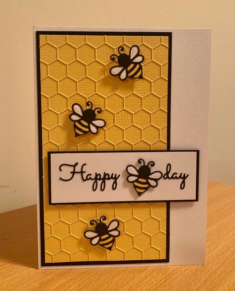 Bee Happy Birthday Card, Bee Birthday Cards Handmade, Bee Themed Cards, Happy Bee Day Card, Bee Cards Handmade, Bee Themed Birthday, Harmony In Nature, Bee Ideas, Bee Birthday Cards