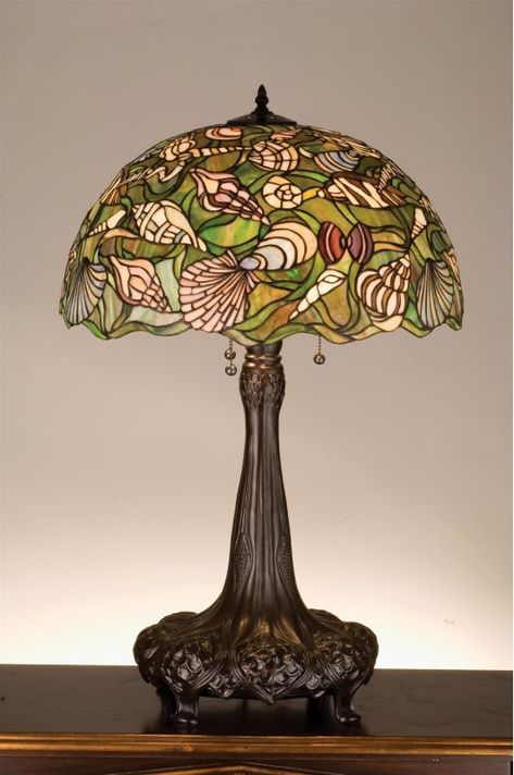 Seashell Table, Mosaic Lamps, Seashell Collection, Art Nouveau Lamps, Cottage Bungalow, Tiffany Studios, Tiffany Style Lamp, Tiffany Table Lamps, Tiffany Lamp