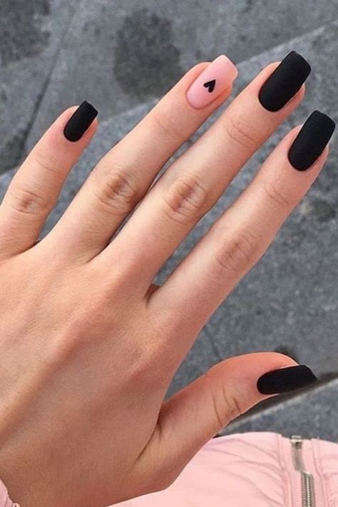 Matte Nail Art Designs, Black Gel Nails, Matte Nail Art, Matte Nail, Matte Pink, Black Nail, Pink Acrylic Nails, Nails Inspo, Easy Nail Art