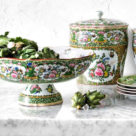 Famille Rose Fruit Bowl, Porcelain | Williams Sonoma Unique Fruit Bowl, Exotic Butterflies, Green China, William Sonoma, Kids Pottery, Beautiful Plates, Porcelain Bowl, China Patterns, Pottery Barn Teen