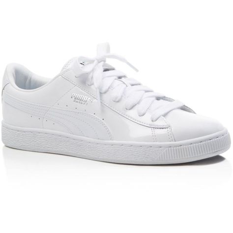 Puma Women's Basket Matte and Shine Lace Up Sneakers ($74) ❤ liked on Polyvore featuring shoes, sneakers, zapatos, puma footwear, laced sneakers, lacing sneakers, lace up sneakers and puma trainers Puma Women Shoes, Puma Fashion, Shoes Sneakers White, Shiny Shoes, Women's Basketball, Sneakers Puma, Patent Shoes, Lace Sneakers, Patent Leather Shoes