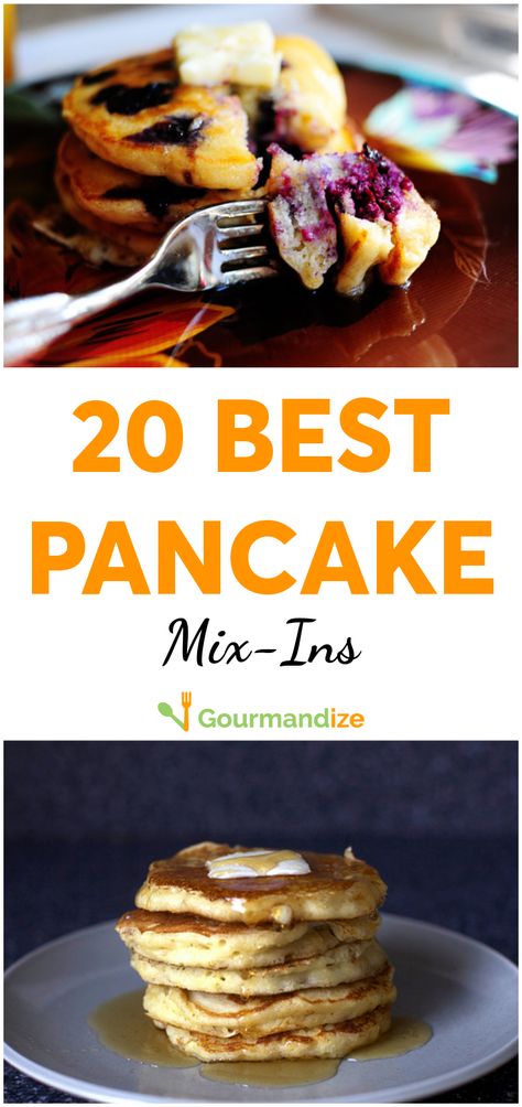 It's hard to go wrong with basic pancakes, but you can make them even better with certain ingredients. Here are 20 fun add-ins to try today!  #pancakes #breakfast #brunch #pancakerecipes #addins #pancakeaddins #pancakevariations #breakfastrecipes #sweetbreakfast #brunchrecipes #brunchideas Different Ways To Make Pancakes, Pancake Mix Ins, Pancake Add In Ideas, Pancake Mix Add Ins, Pancake Add Ins, Best Pancake Mix, Aunt Jemima Pancakes, Krusteaz Pancake Mix, Fun Pancakes