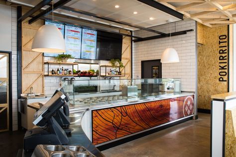 Pokirrito's Poke Bowls & Sushi Burritos Have Arrived - Eater San Diego Poke Bar, Sushi Burrito, Restaurant Counter, Poke Bowls, Coffee Shop Design, Hall Design, Poke Bowl, Sushi Bar, Food Hall