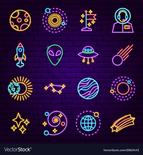 Brick Wall Bar, Professional Icon, Neon Icons, Space Icons, Sci Fi Games, Saturn Planet, Retro Rocket, Graphics Drawing, Linocut Art