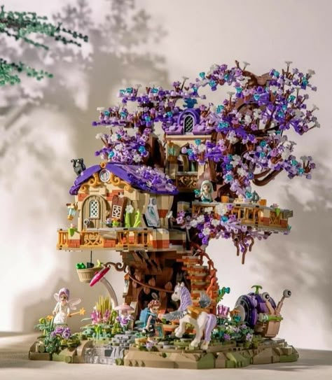 Lego House Sets, Lego Treehouse, Cute Legos, Lego Aesthetic, Magical Treehouse, Treehouse Design, Cute Lego, Lego Room Decor, Lego Tree