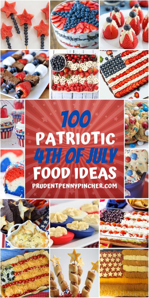 Celebrate America with these easy 4th of July party foods. From 4th of July appetizers to 4th of July desserts, there are plenty of 4th of July food ideas to choose from that are perfect for a crowd. Fourth Of July Food Ideas, 4th Of July Food Ideas, July Food Ideas, July Appetizers, 4th July Food, 4th Of July Food, Memorial Day Foods, July Desserts, Patriotic Food