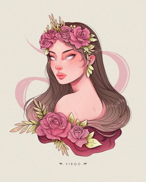 Zodiac Virgo Art, Horoscope Art, Virgo Art, Virgo Girl, Arte Do Kawaii, Astrology Art, Arte Sketchbook, Zodiac Art, Girls Cartoon Art