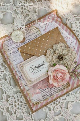 Pura inspiraciÃ³n para una boda shabby chic Más Shabby Chic Cards, Chic Flowers, Beautiful Handmade Cards, Vintage Wedding Invitations, Flower Wedding, Pretty Cards, Wedding Invites, Card Tags, Creative Cards