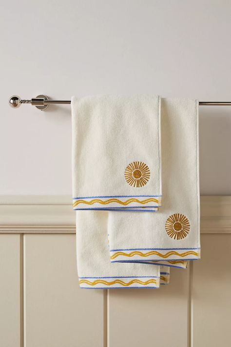 Minnie Cotton Embroidered Icon Hand Towel | Anthropologie Hand Towel, Hand Towels, Anthropologie, Bath And Body, Trim, Yellow, Color