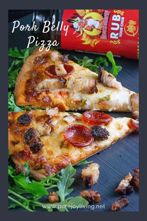 Pork Belly Pizza Recipes, Pork Belly Pizza, Bbq Pork Pizza, Pizza With Pancetta, Pepperoni Pizza Chili, Boboli Pizza Recipes, I Grill, Pork Belly, Home Recipes