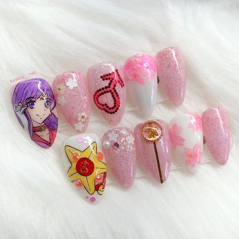 Sailor Jupiter Nails, Sailor Mars Nails, Sailor Moon Nails, Uñas Ideas, Set Nails, Nails 2017, Moon Nails, Diy Nails At Home, Goth Nails