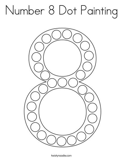 Number 8 Dot Painting Coloring Page - Twisty Noodle Number 8 Dot Painting, Number 8 Template Free Printable, Number 7 Dot Painting, Number 8 Coloring Page, Number 2 Dot Painting, Dot Painting Numbers, Number 8 Activity For Preschool, Number 8 Preschool Activities, Number 8 Crafts For Preschoolers