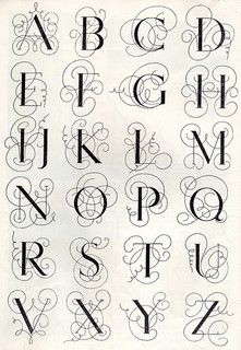 Embroidery monogram patterns from 1950 Alfabet Font, Tattoo Painting, Alfabet Letters, Creative Lettering, Embroidery Patterns Vintage, Embroidery Monogram, Lettering Styles, English Alphabet, Folk Embroidery