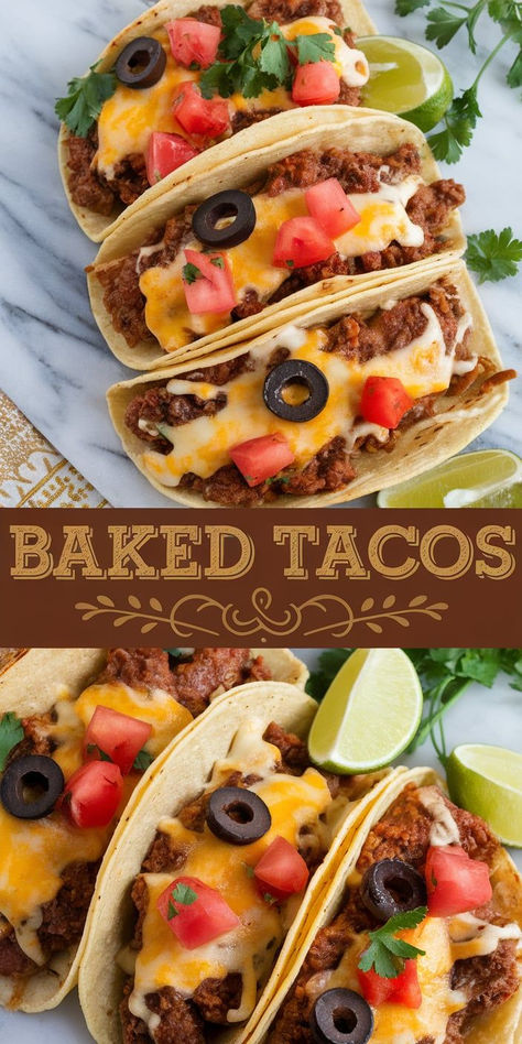 Cheesy Baked Tacos – Try these cheesy baked tacos for a fun twist on a classic! Loaded with melted cheese, savory filling, and baked until crispy, they’re perfect for feeding a crowd or a cozy family dinner. Taco Boats Recipes, Crispy Tacos In Oven, Oven Tacos Baked, Baked Soft Tacos, Cheesy Baked Tacos, Tacos Cheese, Taco Boat Recipes, Baked Tostadas, Taco Platter