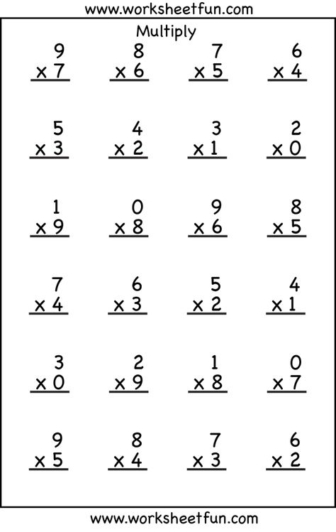 Single Digit Multiplication – 4 Worksheets / FREE Printable Worksheets – Worksheetfun Third Grade Multiplication Worksheets, Multiplication Sheets, Third Grade Multiplication, Free Printable Multiplication Worksheets, Multiplication Practice Worksheets, Free Multiplication Worksheets, Printable Multiplication Worksheets, Math Multiplication Worksheets, Multiplication Fun