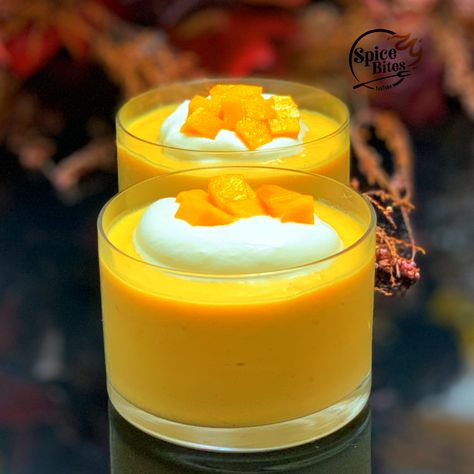 Mango Moose Recipes Desserts, Peach Mousse Recipe, Mango Gelatin Dessert, Mango Mousse Cups, Mango Mousse Cake Recipe, Pineapple Mousse Recipe, Mango Flan Recipes, Mango Desserts Recipes, Desserts With Mango