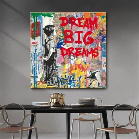 Dream Graffiti, Mr Brainwash, Banksy Graffiti, Banksy Art, Room Artwork, Banksy Canvas, Modern Pop Art, Graffiti Painting, Pop Art Painting