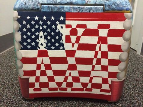 Lambda Chi American Flag Cooler | The Cooler Connection on Pinterest Painted Ice Chest, Mountain Weekend Cooler, Nola Cooler, Sorority Diy, Cooler Connection, Formal Cooler Ideas, Fraternity Coolers, Lambda Chi Alpha, Coolest Cooler