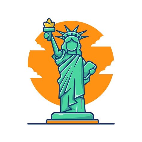 Statue of liberty cartoon illustration. ... | Premium Vector #Freepik #vector #monument #statue-liberty #landmark #liberty Statue Of Liberty Cartoon, Statue Of Liberty Drawing, Independence Day Poster, Dibujo Simple, Famous Monuments, Vintage Statues, Iphone Wallpaper Quotes Love, Pretty Drawings, Travel Stickers