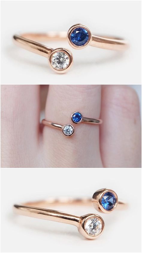 2 Gemstone Ring, Two Gemstone Ring, Mothers Jewelry, Dual Birthstone Ring, Two Stone Ring, Sister Rings, Mothers Ring, Couples Ring, Family Rings