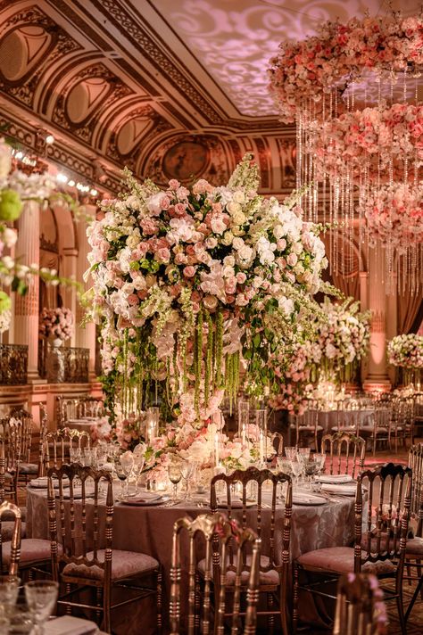 Wedding Flowers Luxury, Wedding At The Plaza New York City, Blush Table Setting, The Plaza New York, Plaza New York, David Tutera Wedding, New York Decor, Expensive Wedding, Celebrity Event