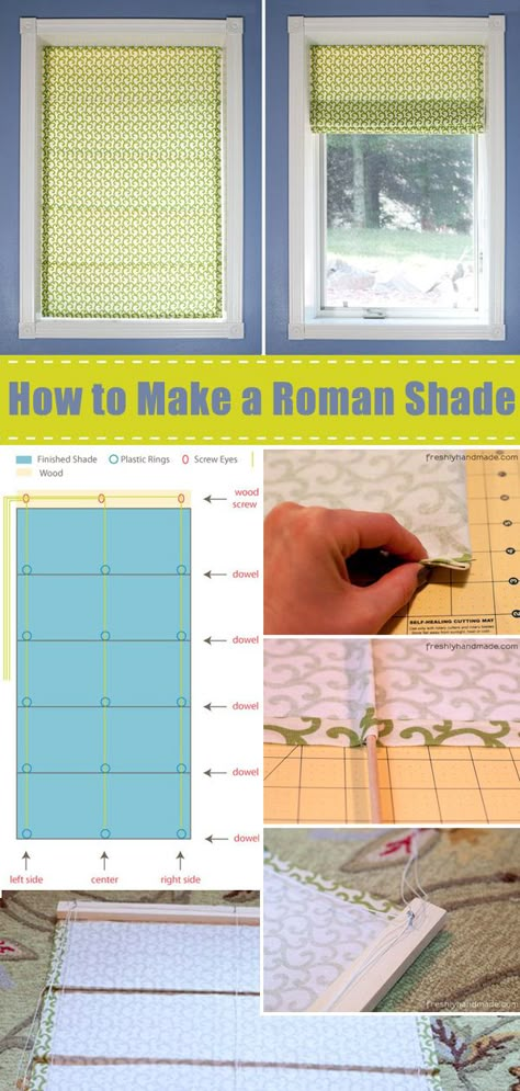 Roman Shade DIY Tutorial Lace Roman Shades, Sewing Roman Shades, How To Make A Roman Shade Tutorials, Diy Roman Shades No Sew Easy, Roman Curtains Diy, Diy Cordless Roman Shades, Roman Blinds Diy, Diy Window Shades, Roman Shade Tutorial