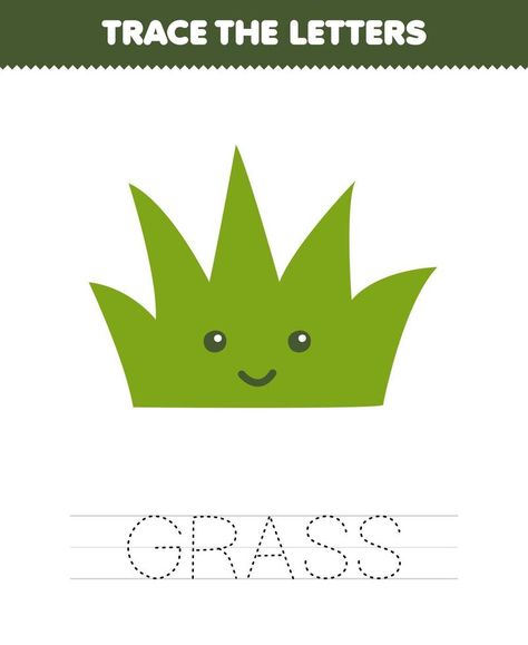 Education game for children trace the letter of cute cartoon grass printable nature worksheet Grass Letters, Nature Worksheet, Grass Printable, Cartoon Grass, Vector Texture, Game For Children, Games For Kids, Cute Cartoon, Vector Free