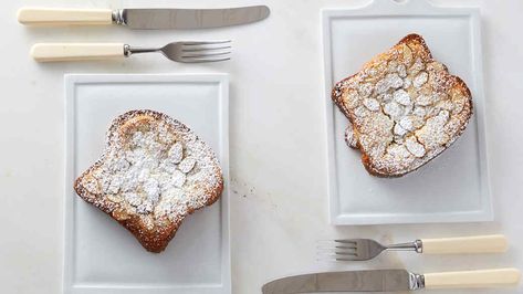 This French pastry is similar to French toast, only it's easier to pull off when feeding a crowd and offers a sweet, crisp surprise with its caramelized frangipane top crust. Martha made this recipe on Martha Bakes episode 605. Bostock Brioche, French Scrambled Eggs, Brioche Toast, French Things, Pbs Food, Wakey Wakey, Make Simple Syrup, French Pastry, Fine Dining Recipes