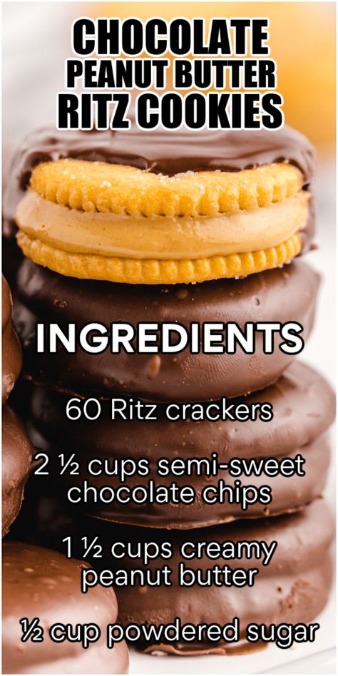 Ritz Cookies, Ritz Cracker Recipes, Chocolate Peanut Butter Recipes, Crunchy Chocolate, Ritz Cracker, Chocolate And Peanut Butter, Filled Cookies, Cracker Recipes, Butter Recipes