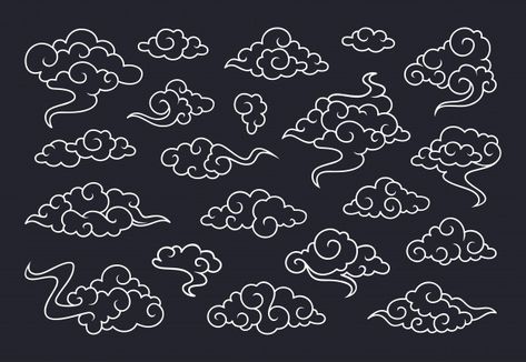 Stick Reference, Cloud Tattoo, Space Tattoo, Retro Background, Cloud Drawing, Clouds Pattern, Japanese Tattoo Art, Japan Design, Flash Art