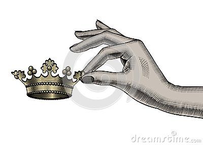 Pointing Hand, Vector Drawing, Gold Crown, Crown, Drawings, Gold