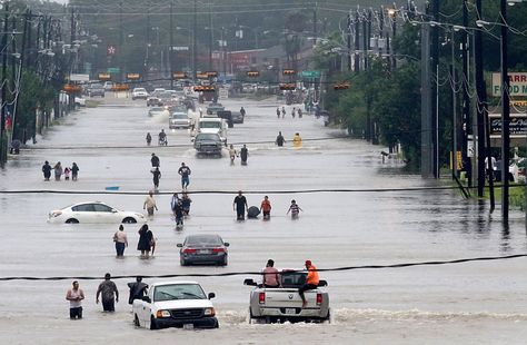 People walk through the flooded waters of Telephone Rd. in Houston on Aug. 27, 2017 National Preparedness Month, Shots Fired, Radio Host, Emergency Management, Coastal Cities, Us Government, Us History, New Energy, Natural Disasters