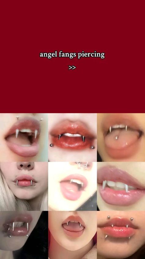 piercing ideas Angel Fangs Piercing, Fangs Piercing, Angel Fangs, Trippy Tattoo, Punk Fashion Diy, Piercing Chart, Dope Jewelry Accessories, Cool Ear Piercings, Face Piercings