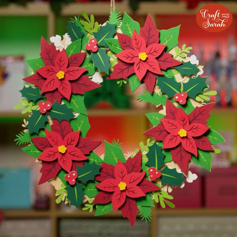 paper craft 3d Christmas Wreath, Felt Paper Christmas Decor, Handmade Paper Christmas Decorations, Christmas Wreaths Paper, Paper Advent Wreath, Christmas Paper Crafts Decoration, Paper Wreath Diy Christmas, Christmas Paper Wreath, Diy Paper Wreath