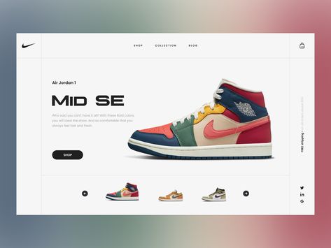 Sneaker Website Design, Nike Website Design, Shoes Website Design, Shop Page Design, Website Design Shop, Shoe Website, Webpage Layout, Sneaker Website, Bold Logo Design