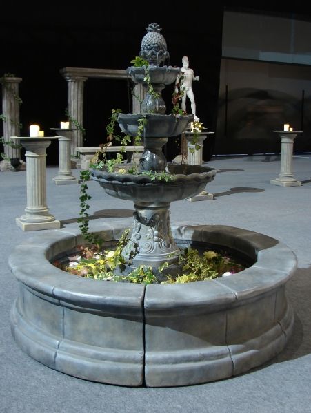 Maybe the witch has a stone fountain that's all frozen and icicled... could be stunning... don't think we have the space, but would be awesome... Props Theatre, Garden Stage, Greek Theme, Beast Design, Frozen Jr, Sound Garden, Fountain Park, New York Theme, Beast Costume