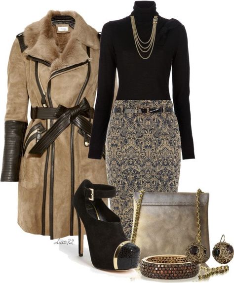 Love that coat and bag....... Work Skirt, Corporate Wear, Beautiful Dress Designs, Marvel Girls, Shearling Coat, Casual Office, Women's Coats, Fashion Pictures, Office Wear